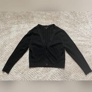 J. Crew Black Ribbed V-Neck Cardigan Size L